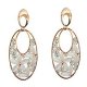 Rose plated stainless white crystalline opal create water drops earrings