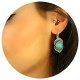 Elegant retro small unique antique silver turquoise stone statement vintage earrings