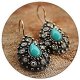 Elegant retro antique brass unique small stainless steel retro teardrop statement earrings with blue stones