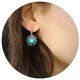 Elegant retro small unique antique silver turquoise stone statement vintage round earrings