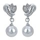 Women elegant rose / white steel plated fashion crystal pear flower earrings