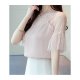 Blouse, solid color round neck