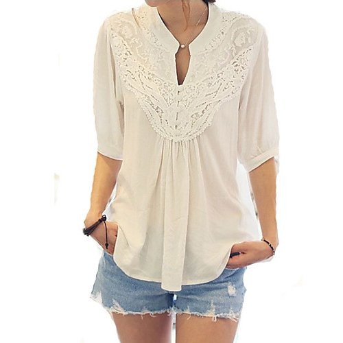 Women loose blouse, V-neck fight Bulei Si