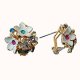 Stainless steel-plated stereo rose flower white enamel colorful crystal earrings Omega