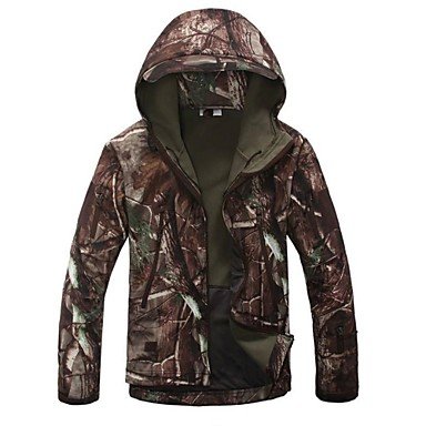 Men's Camouflage Hunting Camouflage / Camouflage Winter Outdoor Warm / Warm Windproof Breathable Waterproof Fleece Jacket Hoodie