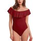 Women swimwear piece swimsuit strapless tutu leotard jumpsuit piece pants jumpsuit swimwear bathing suit - red wine