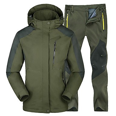 Men's Hiking Jacket with Pants Winter Outdoor Warm / Warm Waterproof Windproof Insulated Jacket Ski Camping / Hiking Hunting Gre