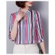 Blouse, striped V-neck