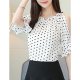 Women basic shirt, polka dots boat neck