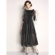 Woman chic chiffon trumpet sleeves, swing dress, solid color