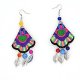 Women vintage fabrics color earrings with China Lucky lock and leaves