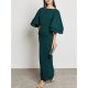 Women trumpet sleeves party, go chic, sophisticated self-cultivation, shift, tight dress, high waist solid color V-neck, sexy