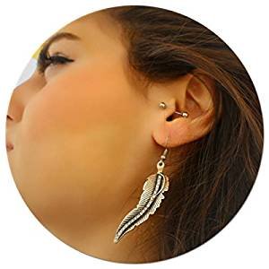 Elegant and unique antique silver leaf retro long statement and zircon retro earrings