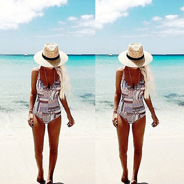 Padded bra women swimwear printing swimsuit bathing jumpsuit