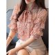 Women basic, street chic shirt, floral lace