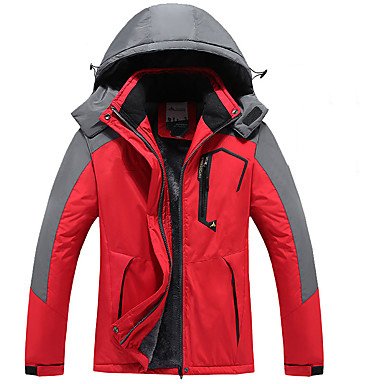 Men's Hiking Jacket Winter Outdoor Waterproof Windproof Breathable Warm Jacket Top Full-length Hidden Zip Ski / Snowboard Climbi